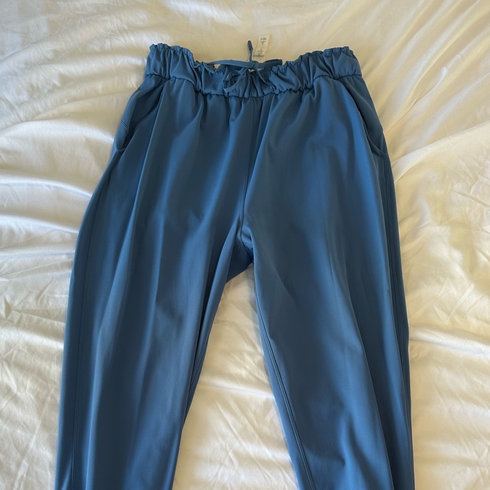 - blue Lululemon high rise stretch high rise joggers
